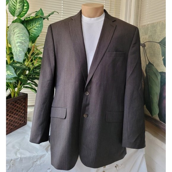 JOE JOSEPH ABBOUD 46L MEN'S SPORT COAT GRAY BROWN WOOL 2-BUTTON/2-VENT B537 - Picture 1 of 15